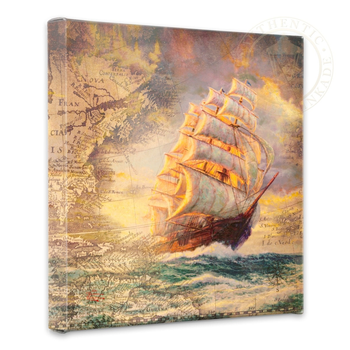 14 x 14 Gallery Wrapped Canvas Collage of the Courageous Voyage Map - Ideal Wall Art for Home Decor