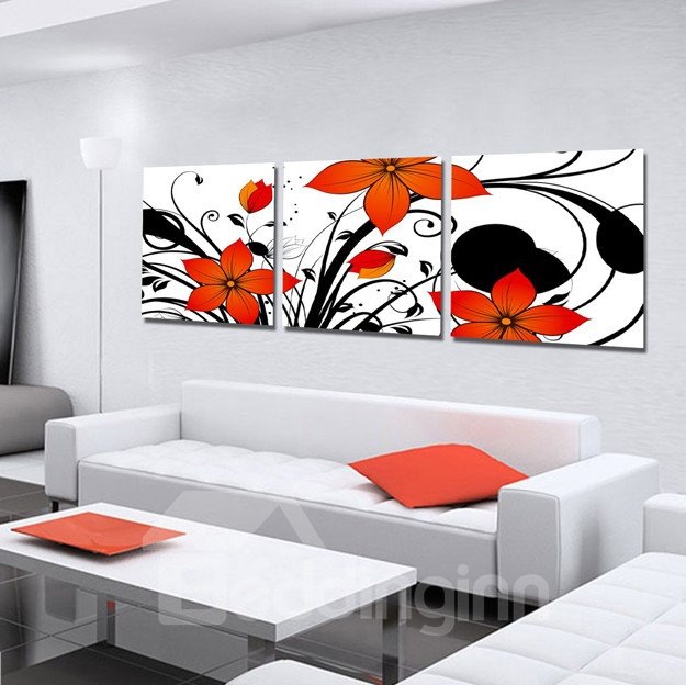 Newly Arrived Exquisite and Adorable Orange Flower Blossom Canvas Wall Art Prints