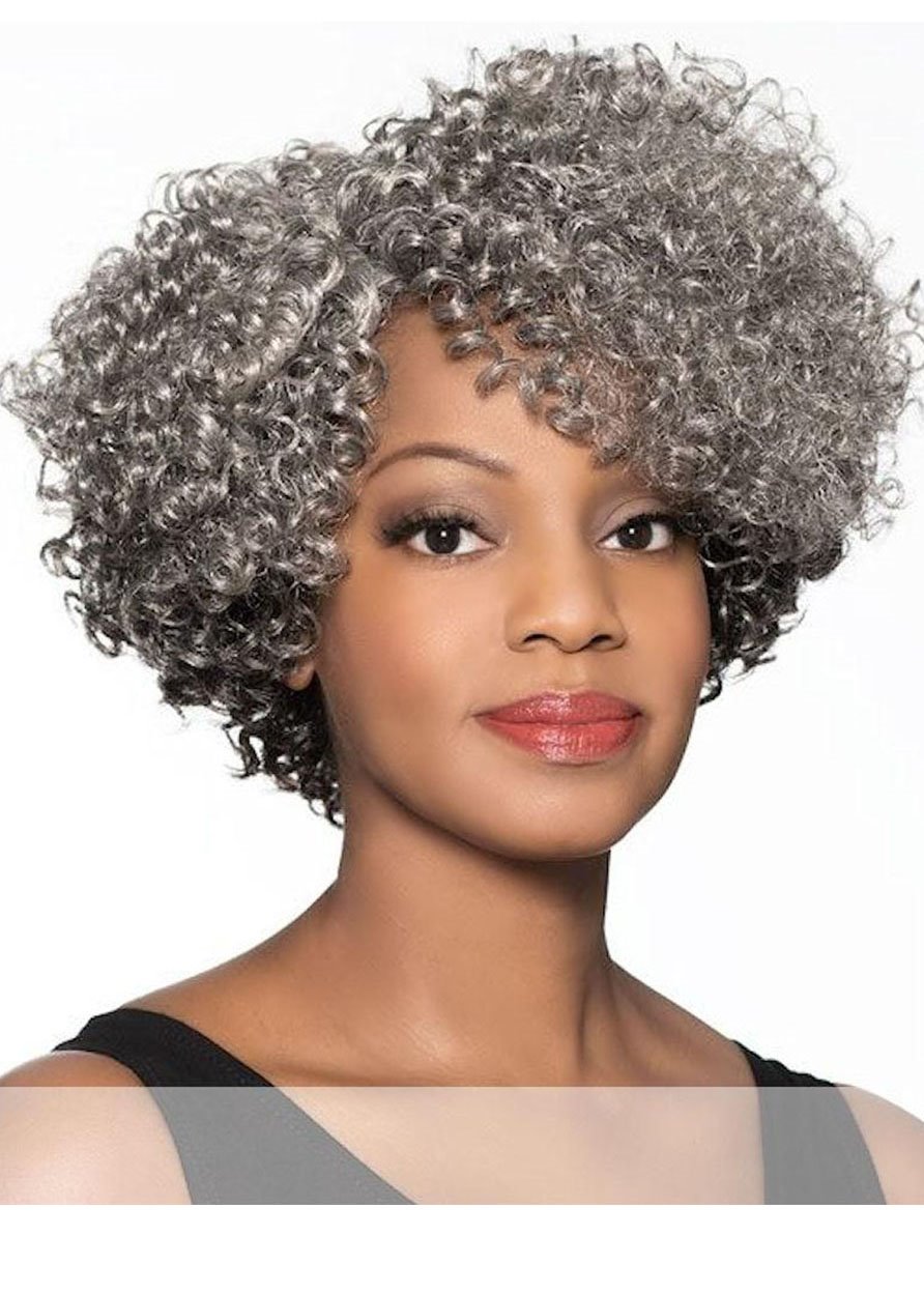 14-Inch African American Women's Short, Super Tight Curls Synthetic Capless Wigs for Daily Wear